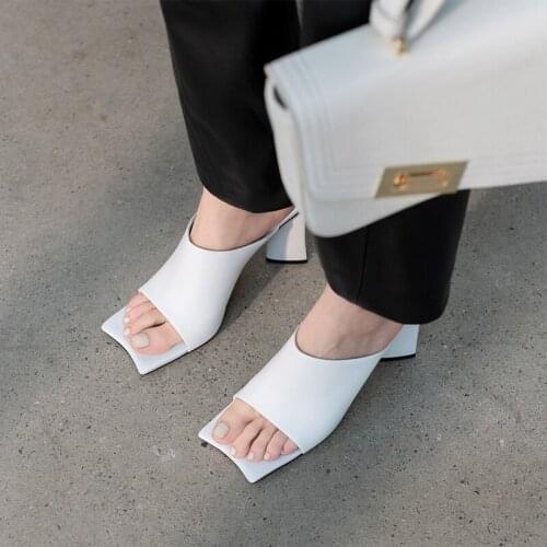 Dovereiss Fashion Womens Shoes Summer New Narrow band Consice Sexy Square toe Elegant Chunky heels Slippers Sandals 6cm