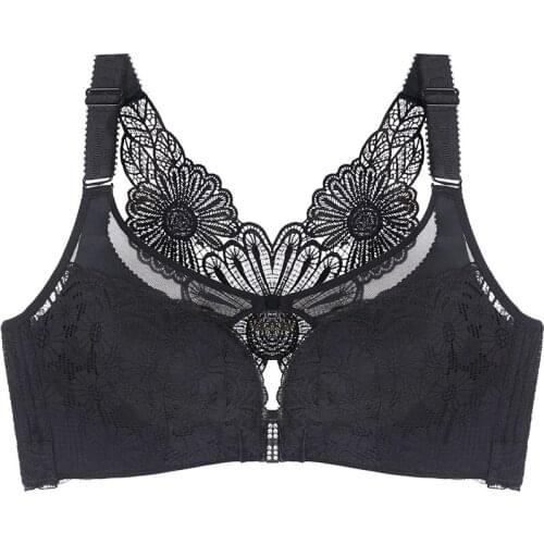 Little daisy Large size front button bra Gather adjustment type womens underwear without steel support