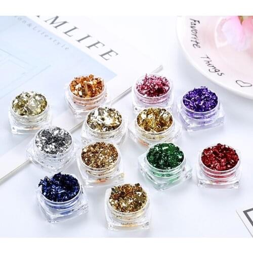 1 Box Nail Sequins Paillette Aluminum Irregular Flakes Gold Pigment Nail Art Decoration Mirror Glitter Foils Paper