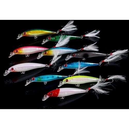 10pcs 9cm 8g Shallow Diving Minnow Lure Artificial Wobbler Hard Bait Bass Pike Trout Perch Crankbait Fishing Tackle