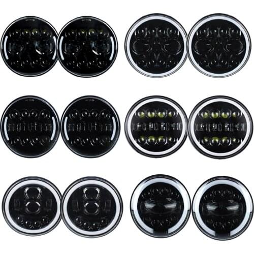 2×7Inch Led Headlight DRL Round 7'' Headlights with Yellow White Angel Eye for Jeep Wrangler JK TJ Touring Lada 4x4 Yamaha Niva