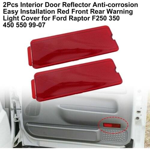 2Pcs Interior Door Reflector Anti-corrosion Easy Installation Red Front Rear Warning Light Cover F81Z2523820AA for Ford Raptor F