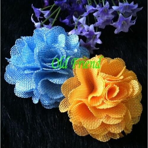 3" Burlap Flowers DIY Farib hair flowerfor Headbands Clothing Dress 120pcs/lot 12color stock free shipping