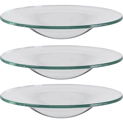 3pcs Replacement Oil Burner Bowl 12cm Candle Making Wax Heating Kits For Home Round Clear Glass Dish Wax Melt Bowl Plate