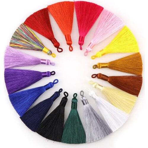 8cm Long Colorful 5pcs Satin Silk Tassel Brush for Earring Charm Pendant CottonTassels Diy Jewelry Making Findings
