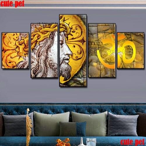 Full Square Round Drill religion Jesus mosaic puzzle puzzle Diy Diamond Painting Embroidery Cross Stitch Rhinestone Decor 5PCS