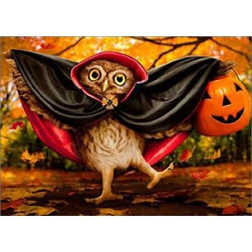 5D DIY Funny Halloween Owl And Pumpkin Diamond Painting Full Drill Embroidery Cross Stitch Mosaic Craft Kit Home Decor Gift