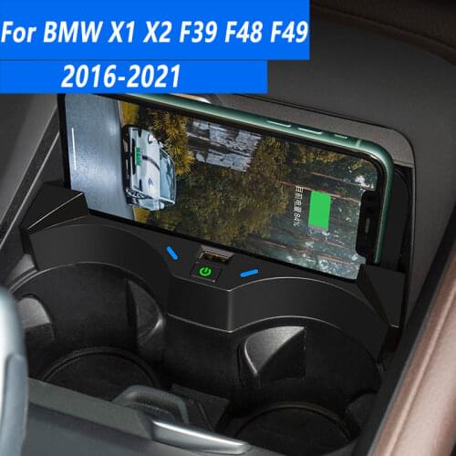 For BMW X1 X2 2016-2021 F39 F48 F49 15W Cigarette Lighter Central Control Mobile Phone Wireless Charging Board