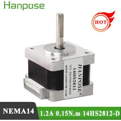 Free shipping 1pcs Nema 14 1.8 Degree 1.2A 0.15N.m Stepper Motor 14HS2812-D Step Motor For 3D Printer Monitor Equipment
