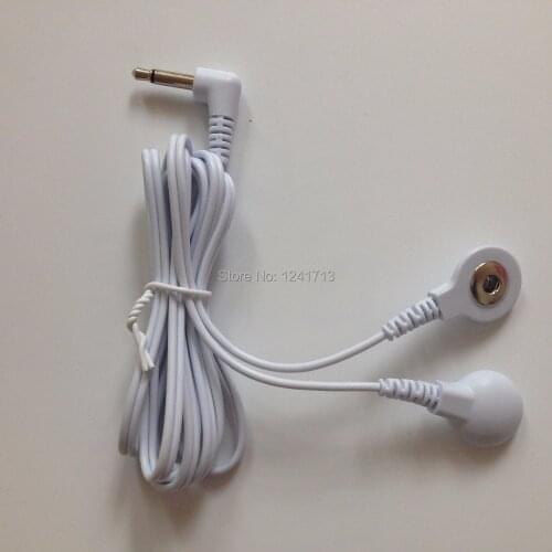 Freeshipping 100pcs/lot DC 3.5mm 2 in 1 TENS unit electrode lead wires/cable snap 3.5mm for TENS/EMS machine