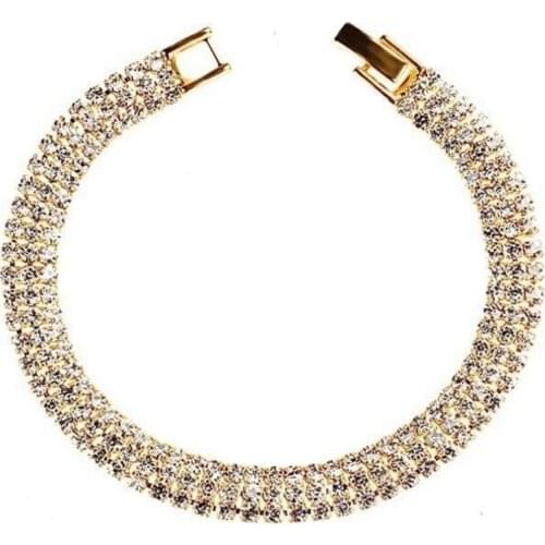 Shiny Crystal Bracelets For Women Silver Color Rhinestone Stretchy Bracelets Bangles Female Wedding Prom Jewelry