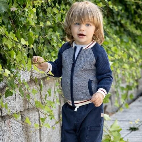 DBA18774 dave bella autumn infant baby boys fashion patchwork pockets cardigan kids toddler coat children casual knitted sweater