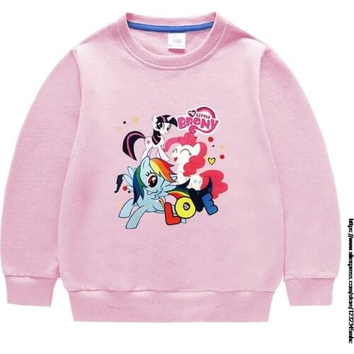 Children Hooded Sweater New My Little Baby girl pony Boys and Girls Baby Tops Loose Cartoon Jacket Foreign Style Bottoming Shirt