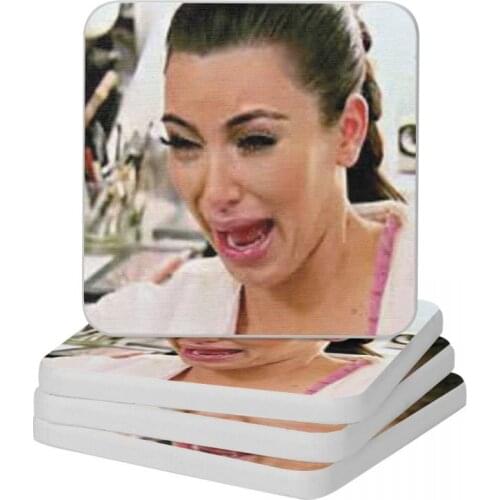 Kims Crying Face Diatomite Square Round Shape Coaster Anti-Scald Cup Bonsai Mat Soap Toothbrush Pad Wholesale 10x10cm