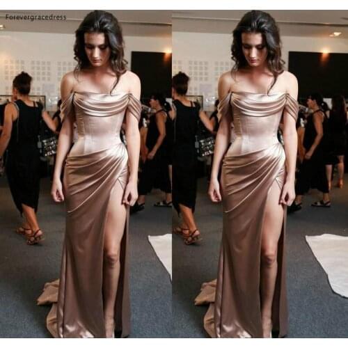 High Thigh Split Off The Shoulders Long Celebrity Prom Dress Sexy Formal Reception Party Gown Custom Made