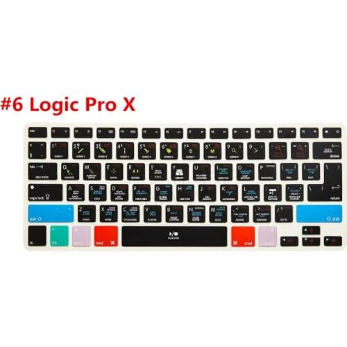 For Loigc Pro X Functional Shortcut Silicone Keyboard Cover Skin for Macbook Air 13 inch, for Macbook Pro 13, 15, US&European