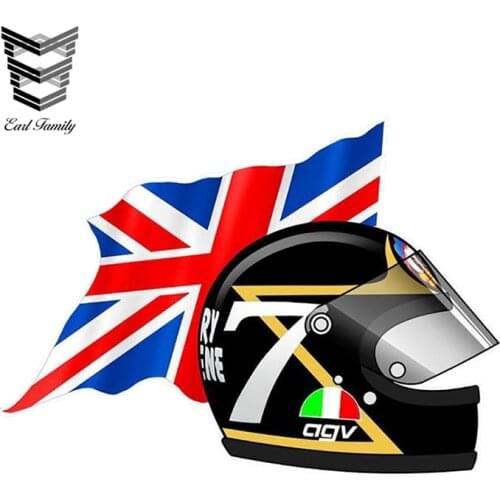 EARLFAMILY 13cm X 9.3cm Barry SHEENE Helmet Right Flag Sticker Funny Car Styling Waterproof Decals Bumper Window Car Stickers