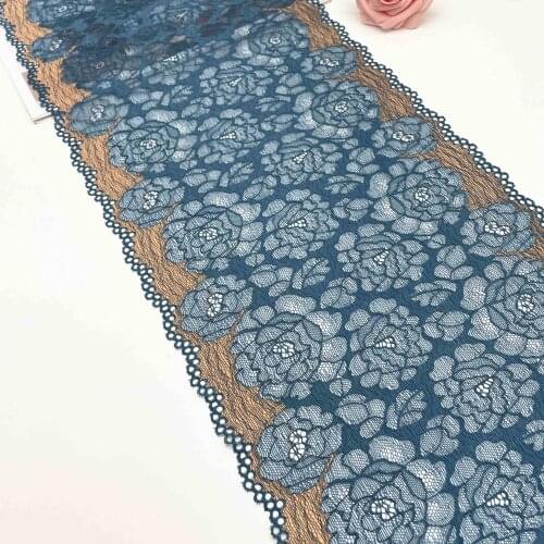 3y/lot Width 10 inch 25.50cm Blue Elastic Stretch Lace Trim For Clothing Accessories Dress Sewing Applique Costume Lace Fabrics