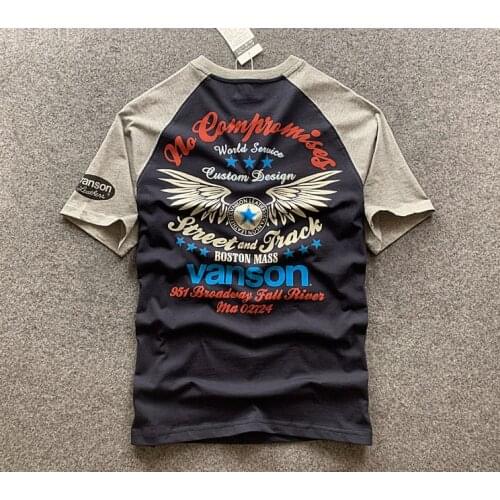 Japanese Motorcycle Biker T-shirt Mens Short Sleeve Wing Print Punk Rock Cotton T shirt Summer Tops Tee Shirt