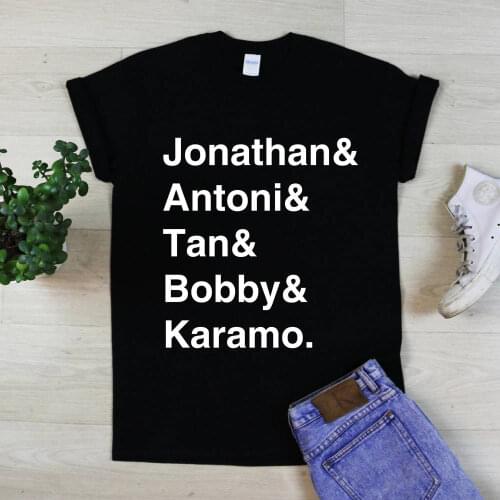 Queer Eye Name List T-Shirt Fab 5 Funny Graphic Tee Women Tumblr Shirt Queer Eye Fans Shirt