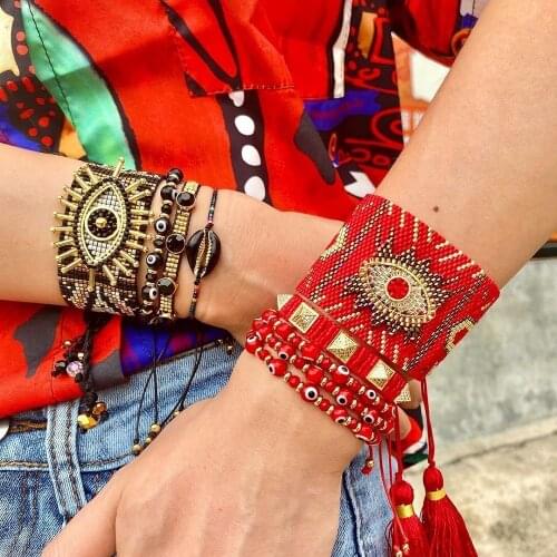 Go2boho Evil Eye Bracelet For Women Jewelry 2021 Miyuki Handmade Woven Turkish Eye Pulsera Friends Gift Greek Eye Bracelets Set