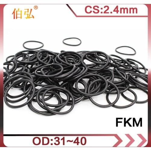 5PCS/lot Fluorine rubber Ring Black FKM Oring Seal CS:2.4mm OD31/32/33/34/35/36/37/38/39/40mm Rubber O-Ring Seal Oil Ring Gasket