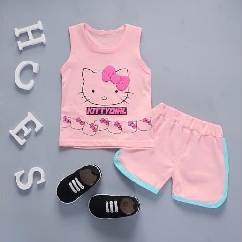 Summer Clothes For Baby Girl First Birthday Infant Outfits Cartoon Sleeveless Vest + Shorts Kids Bebes Jogging Suits Tracksuits