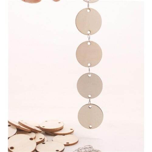 50pcs Wooden Mini Slices With Holes Diy Family Birthday Wedding Table Calendar Unfinished Wood Crafts Wedding Ornaments