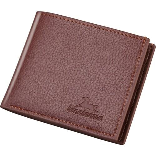 2021 Men Mini Wallets Solid Color Cross Pattern Open Multi Card Position Wallet Concise PU Leather Multi Position Wallet Purse