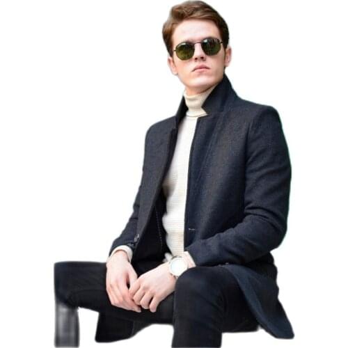 Mens Smoked Stand-Up Collar Cachet Coat 2021 Autumn Winter Season Outerwear HighQuality Sleeve Button DetailedSlimFit Youngstyl