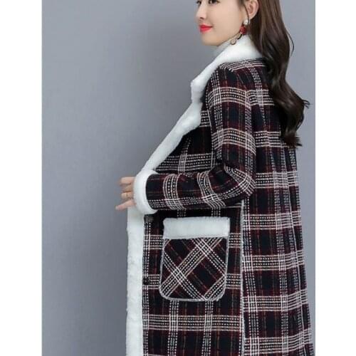 2021 Winter Korean New Big Mate Loose Mothers Dress With Kashmir And Suspected Vest Imitation Lam Wollen Jacket For Women