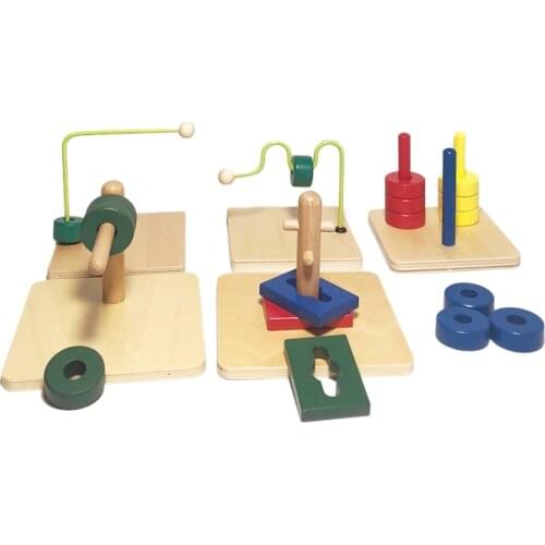 Educational Toys for Children Discs on Dowel Montessori Sensorial Material Preschool Early Learning Tool Hand-Control Exercises