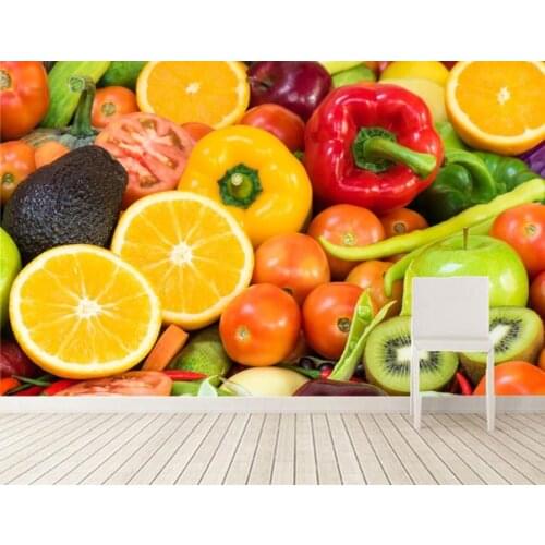 Custom 3d embossed wallpaper,Fruit Vegetables Tomatoes Lemons wallpapers,coffee shop restaurant dinig room kitchen wallpaper