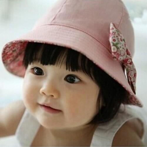 Baby Infant Simple Floral Bowknot Cotton Bonnet Hats Princess Sun Hat SM73 s