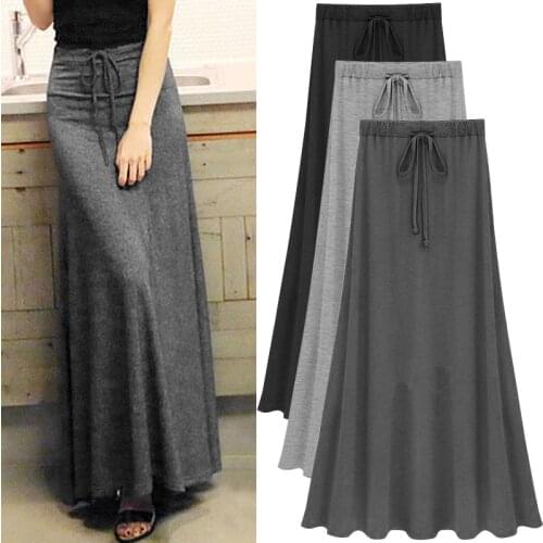 Split Long Skirt Women Summer Modal Bandage A-line Skirt Women 6XL Plus Size High Waist Black Winter Skirt