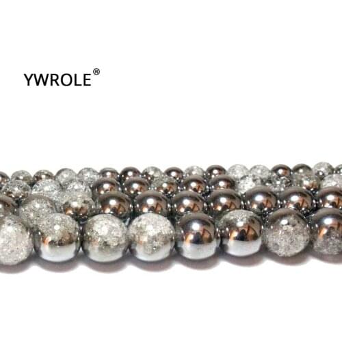 Mix Color Silvery White Snow Cracked Glass Crystal Stone Beads For Jewelry Making DIY Bracelet Necklace 6-12mm Natural Wholesale