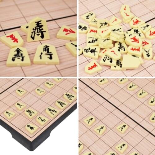 Foldable Magnetic Folding Shogi Set Boxed Portable Japanese Chess Kids Children Game Supplies N0HD