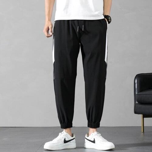 Sweatpants Men Sportswear Ice Silk Jogger Pants Male Patchwork Track Trousers Casual Breathable Streetwear Gyms Mens Pant