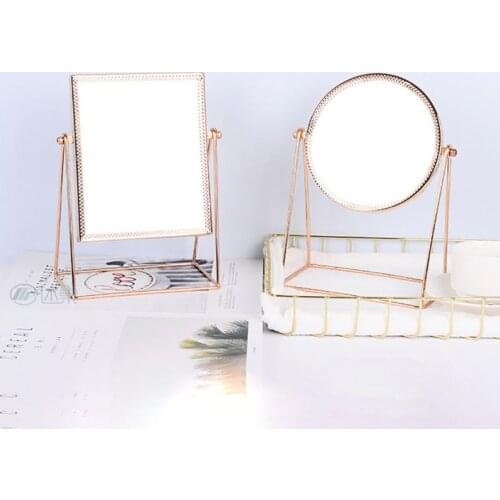 Golden Edge Vertical Makeup Stand Mirrors Decoration with Stand Nordic Round Decorative Mirrors Dressing Table Beauty Mirror