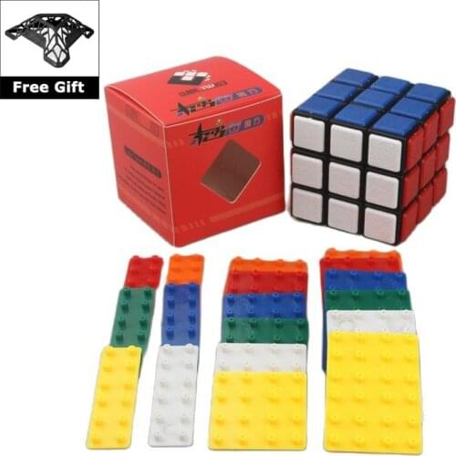 CubeTwist Magic Cube Speed Puzzle 3x3x3 DIY Tricks Stickers Antistress Toys Educational Cubo Magico Toys Gift with Bracket