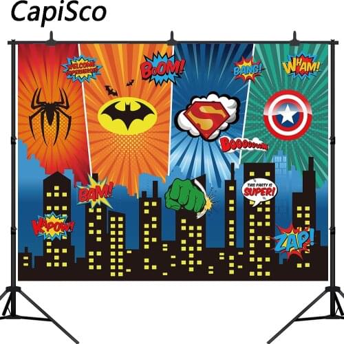 Capisco Superhero Backdrops Birthday Party Baby Comics Personalized Poster background photography Photocall Photo Studio
