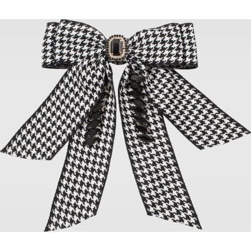 Large Bow Rhinestone Hair Clip Women Black and White Lattices Hair Clips Knotted Barrettes Hairpin Ponytail Hair Accessories