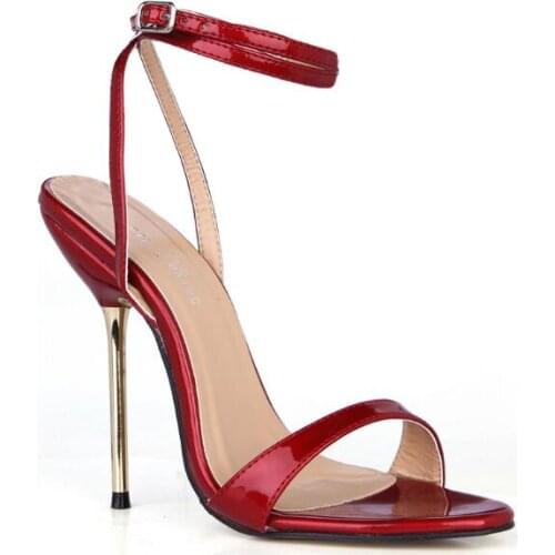 Carpaton Sexy 12cm Thin Heels Woman Sandals Summer Open Toe Club Wearing Dress Shoes Ankle Strap Party Heels Sandal Black