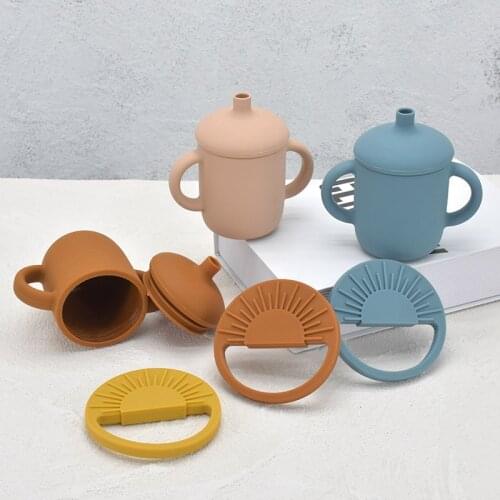 1Set Baby Cup Teether Drinkware Silicone Sippy Cups for Toddlers Infant Leak Proof Cup with Lid and Straw Sippy Cup Accessories