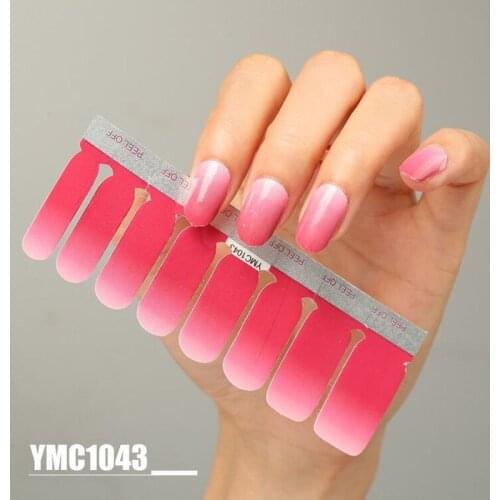 16tips/sheet Nail Stickers Full Coverage Solid Color Halo Gradient Color DIY Decals Shiny Decorative Nail Stickers Manicure Tips