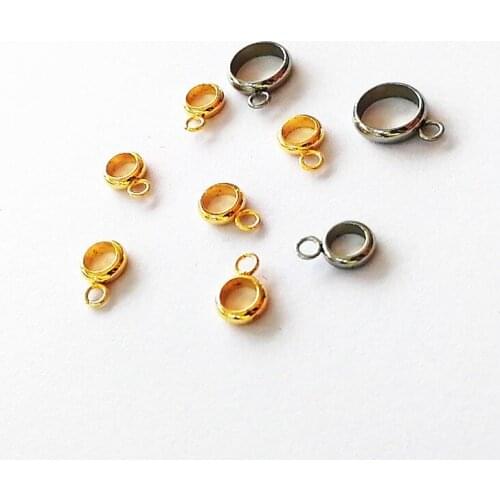20pcs/lot Stainless Steel Gold Color Loose Spacer Bead Bail Charm for DIY Handmade Leather Bracelets Necklace Jewelry Findings