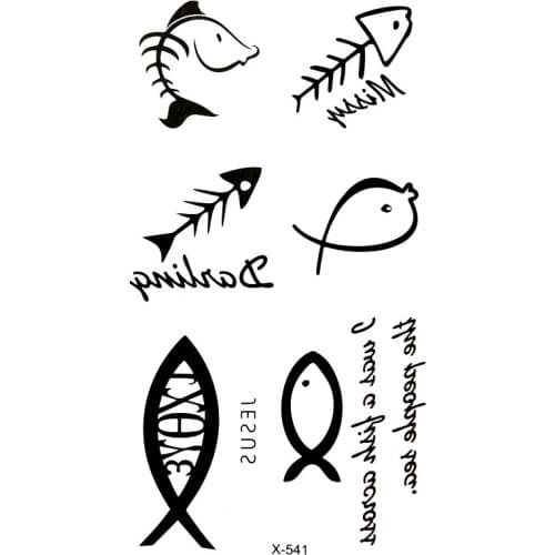 20pcs Fish skeleton Waterproof Temporary Tattoos men flash tattoo fishing tatoo henna tattoo body art sticker tatoo stickers