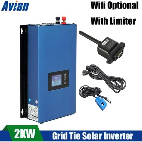 2000W MPPT Grid Tie Solar Inverter Battery Discharge Mode LCD Display Free Limiter Function Wifi Optional On Grid Inverter