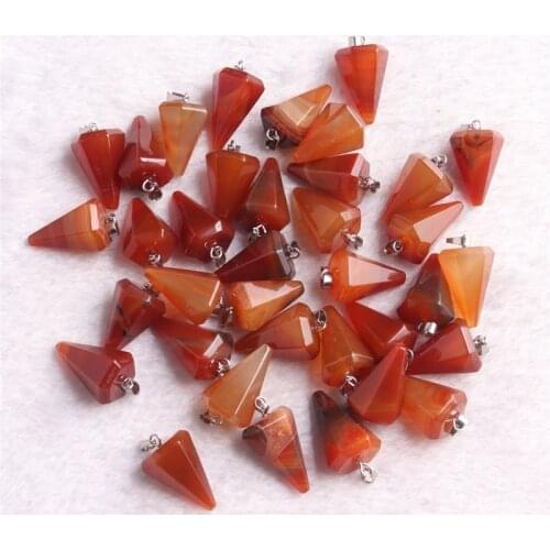 24/50 pcs/lot Natural Stone Carnelian Cherry Quartz Crystal Charms Pendants for Necklace Faceted Pendulum Free Shipping