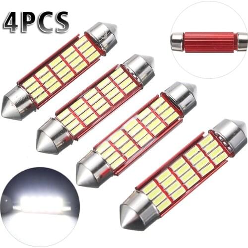 4pcs Festoon 41mm 42mm White LED Bulb C5W 4014 SMD Canbus Error Free Auto Interior Doom Lamp Car Styling Light Parts Accessories